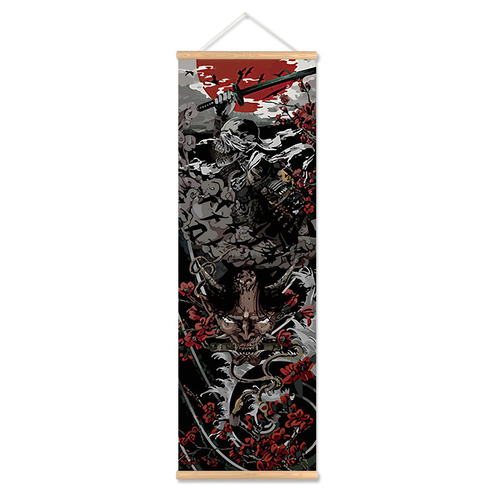 Vintage Japanese Samurai Scroll Art