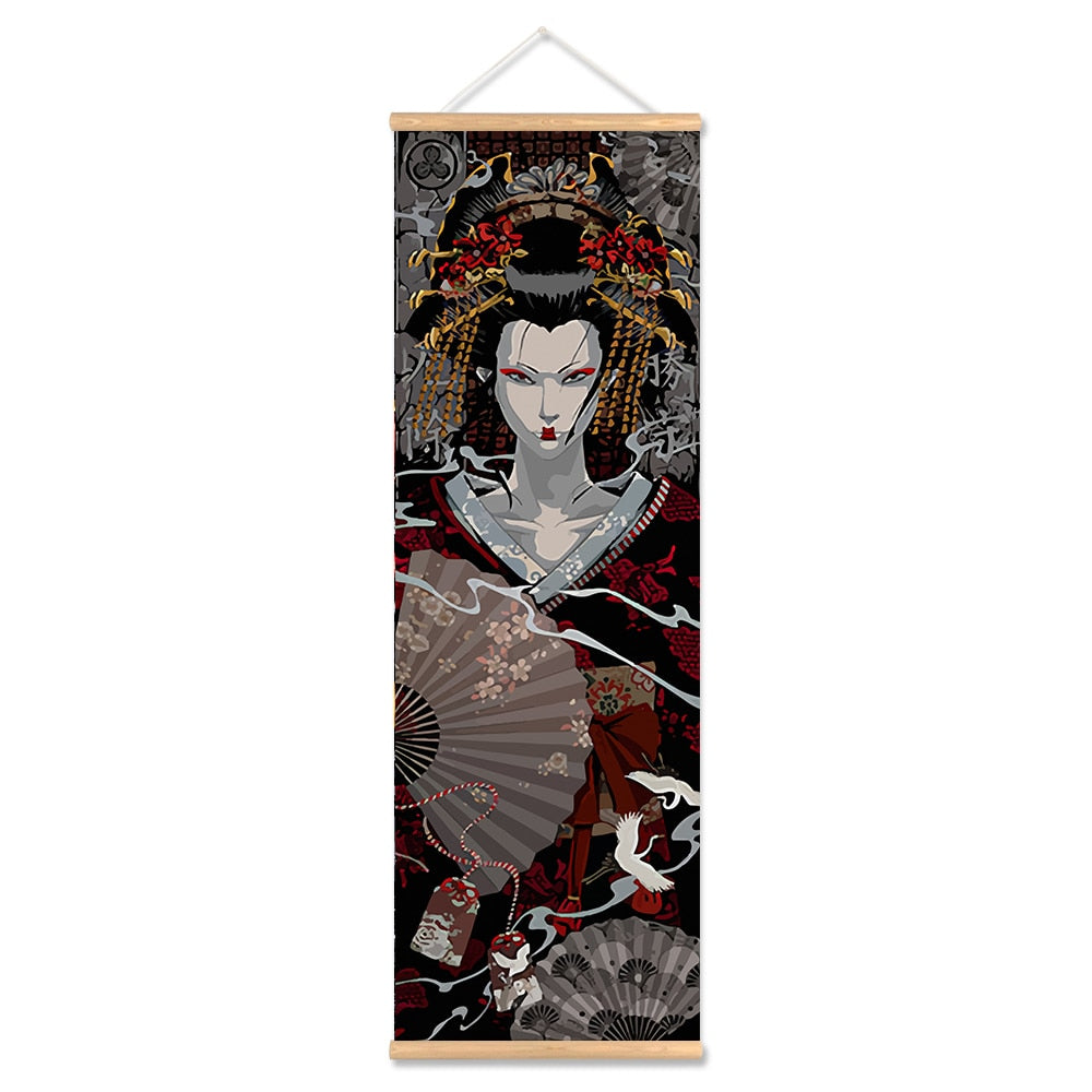 Vintage Japanese Samurai Scroll Art